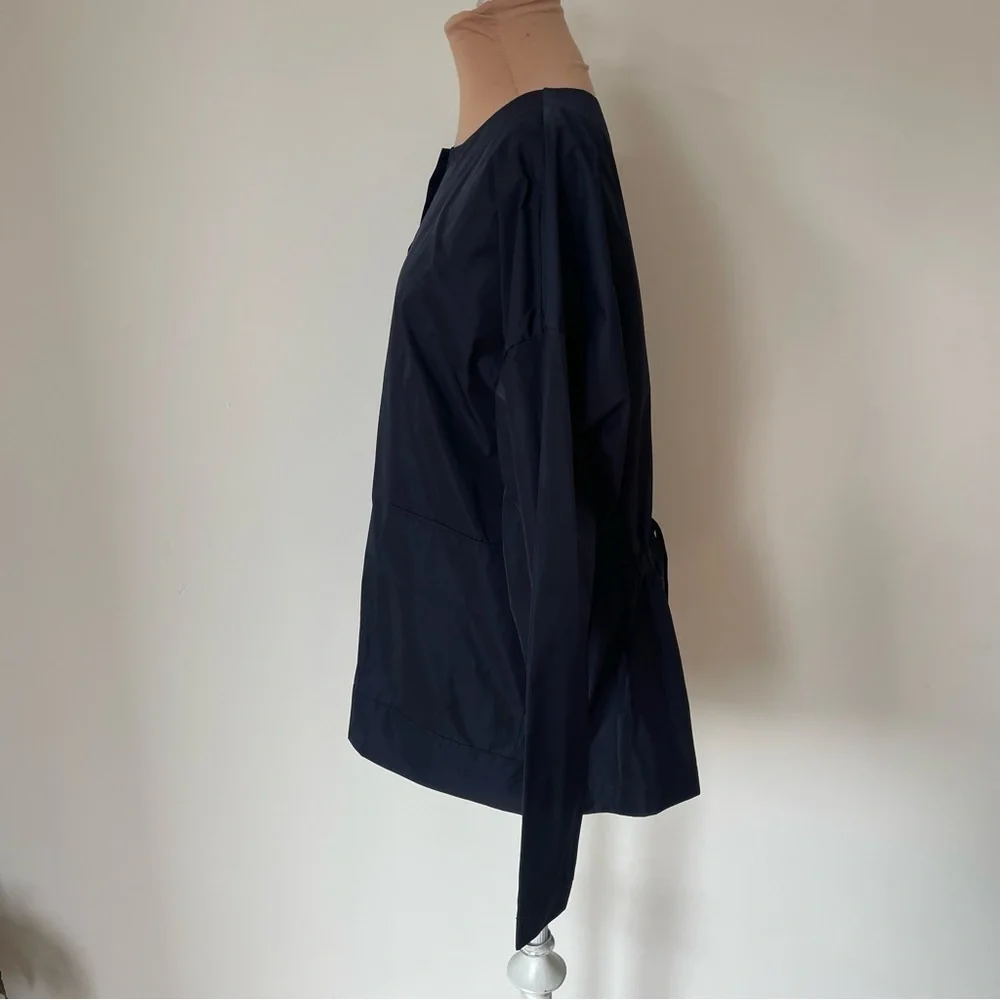 PLANET by Lauren G Lagenlook Nylon Drawstring Back Button Front Jacket EUC 1/S
